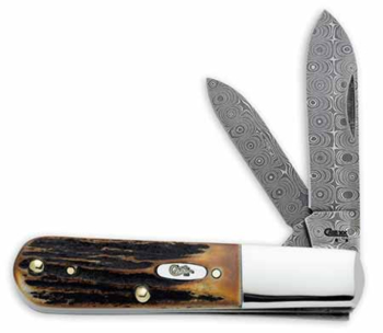 Case 6056 Damascus Steel Stag Antler Barlow Knife