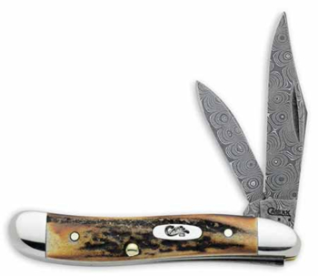 Case 6058 Stag Damascus Steel Peanut Knife 5220 DAM