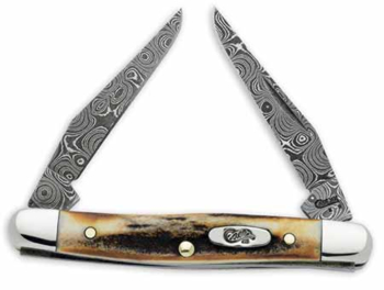 Case 6059 Damascus Steel Stag Handle Tiny Muskrat