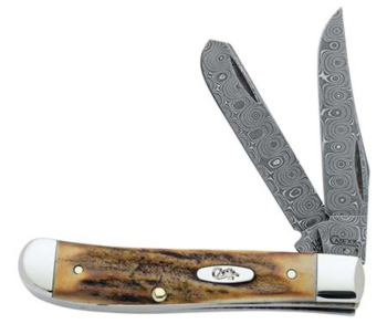 Case 06091 Damascus Steel Mini Trapper Stag Handle