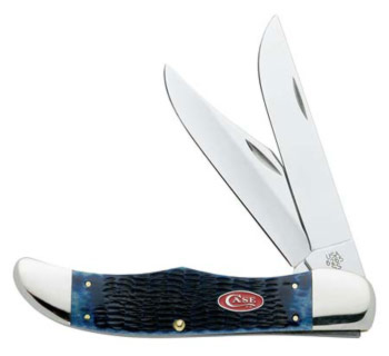 Case Navy Blue Jigged Bone Large Folding Hunter Knife #CA7053