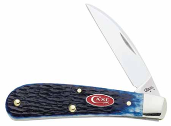 Case Navy Blue Jigged Bone Sway Back Gent Knife #CA7058