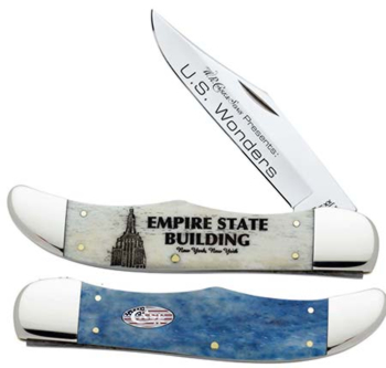 Case US Wonders Empire State Building Folding Hunter Knife #CA7077