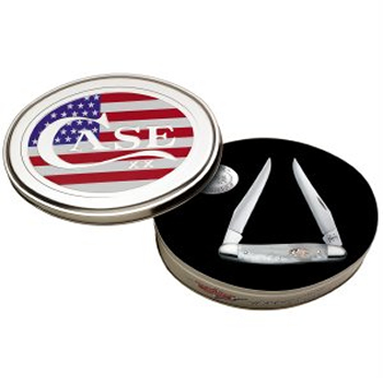 Case Mother of Pearl Stars & Stripes Muskrat Knife #CA70912