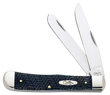 The Case Navy Blue Herringbone Trapper Pocket Knife #CA8642