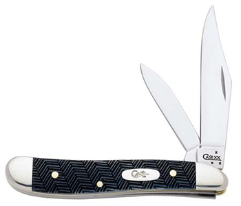 Case Navy Blue Herringbone Peanut Pocket Knife #CA8643
