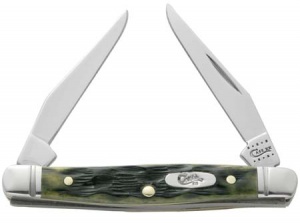 Case Tiny Muskrat SS Knife Olive Green Bone 12457