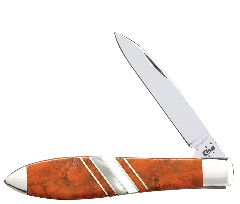 Case Exotic Orange Coral Tear Drop knives 11107