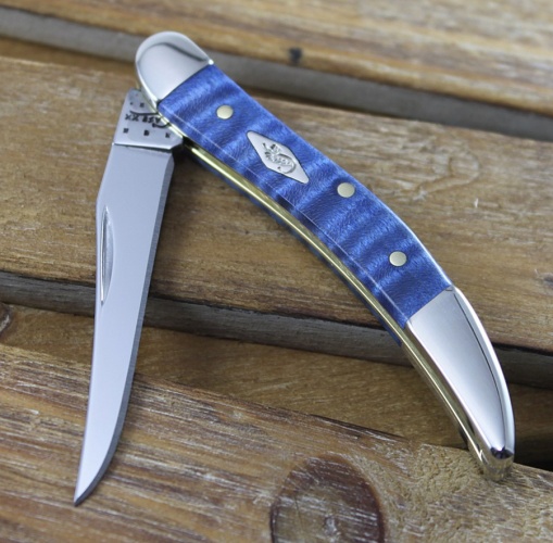Case Blue Curly Maple Sm Tx Tooth knives 35901