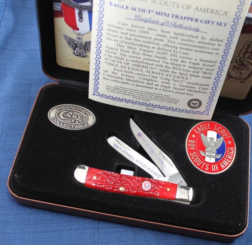 Case Boy Scouts of America Eagle Scout Red Bone Mini Trapper Stainless