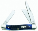 Case 6318 SS Navy Blue Jigged Bone Medium Stockman