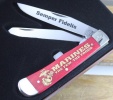 Case U. S. Marine Corps - Embellished Smooth Dark Red Bone Trapper (6254 SS) in Jewel Box - 13174
