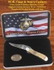Case U. S. Marine Corps - Standard Jigged Burnt Cream Bone RussLock (61953L SS)Gift Set in Jewel Box - 13182