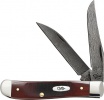 Case Sawcut Chestnut Bone Damascus Mini Trapper with Wharncliffe Blade (6207W DAM) - 31304