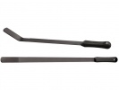Cold Steel Garden and Camp Machete CS97GS. This has a black long blade, the blade is 27 inches long and a black handle of 6.25 inches long! The width of the blade is 1.25.