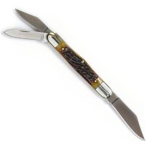 Whittler 6065 Knife3 Blades Amber Jig Burnt Handle