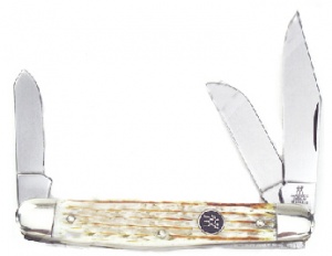 Henckels 3 Bld Stockman Bnt Wht Pk Bone Knives 0003BWP