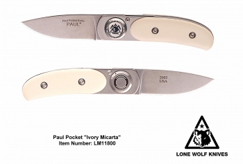 Lone Wolf Paul Pocket Folder Ivory Mic Knives LM11800