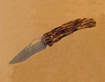 Lone Wolf Lobo Auto Damascus- Blk Palm Knives LC22550-PLN