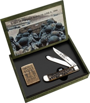Case D-day 80th Annv Trappr W-zippo Knives 52019