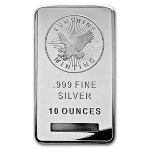 Sunshine Mint 10 oz Silver Bar .999 Fine