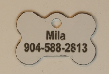 White Dog Bone Pet I.D. Collar Tag ENGRAVEDPETIDTAG_BONE_WHITE