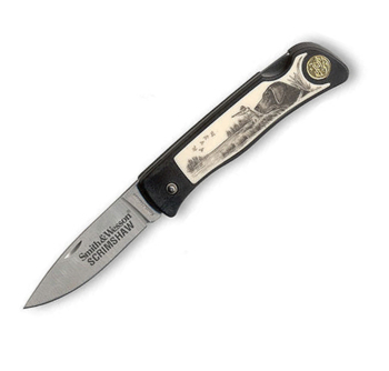 Smith and Wesson Scrimshaw Hunter- Dog Knives 314