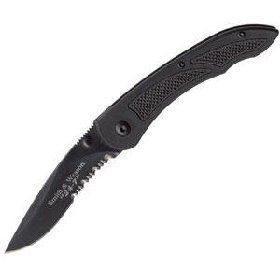 Smith and Wesson 24-7 Aluninum Hdle Blk Serr Knives LFS