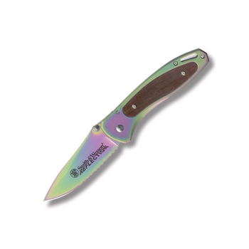 Smith and Wesson Rainbow Titanium Wood Knives RTW