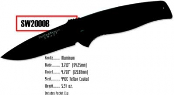 Smith and Wesson Swat, Large, Plain, Black Knives 2000B