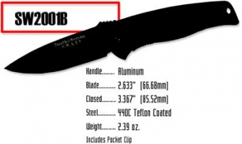 Smith and Wesson Swat, Small, Plain, Black Knives 2001B