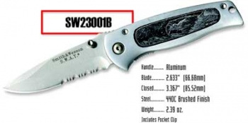 Smith and Wesson Swat Scrimshaw, Eagle, Black Knives 23001B