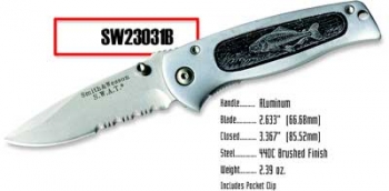 Smith and Wesson Swat Scrimshaw Trout Black Knives 23031B