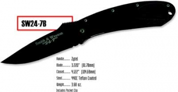 Smith and Wesson 24-7 Plain Black Knives 24-7B