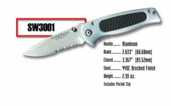 Smith and Wesson Swat, Small, Serrated, Silver Knives 3001