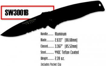 Smith and Wesson Swat, Small, Serrated, Black Knives 3001B
