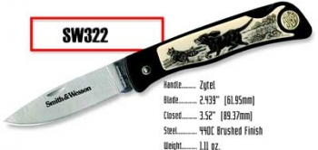 Smith & Wesson 322 Scrimshaw Non Serrated Knife