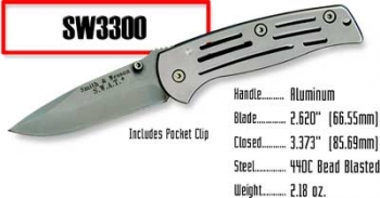 Smith and Wesson Frame Lock, Small, Plain Knives 3300