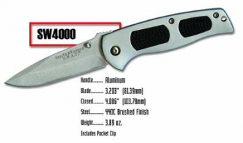Smith and Wesson Swat, Medium, Plain, Silver Knives 4000