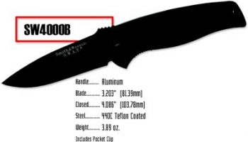 Smith and Wesson Swat, Medium, Plain, Black Knives 4000B
