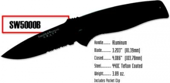 Smith and Wesson Swat, Medium, Serrated, Black Knives 5000B