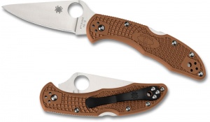 Spyderco Delica-flat Ground Plain Brown knives C11FPBN