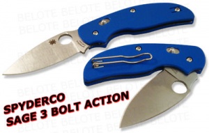 Spyderco Sage 3 Bolt Action Dk Bl G-10 knives C123GPBL