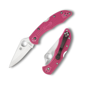 Spyderco Delica Plain Edge Pink knives C11PPN