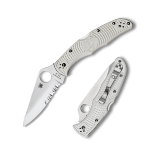 Spyderco Delica Plain-serr Combo Wh-frn knives C11PSWH