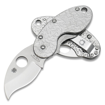 Spyderco Cricket Ss Etched Plain Edge knives C29PET