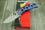 Spyderco PITS FOLDER--BLUE TITANIUM HANDLE/BEAD BLASTED/PLAIN EDGE - C192TIBLP