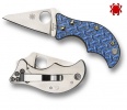 Spyderco Spin Blue Nishijin Plain Edge Only 7 Left SPC86GFBLP
