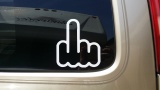 Middle Finger White Vinyl Decal 6x6