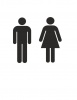 Men Women Restroom Bathroom Vinyl Decal 11x11 Black